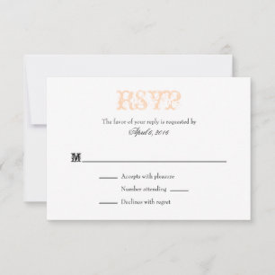 Placas RSVP de Casamento Simples Peach White Plain