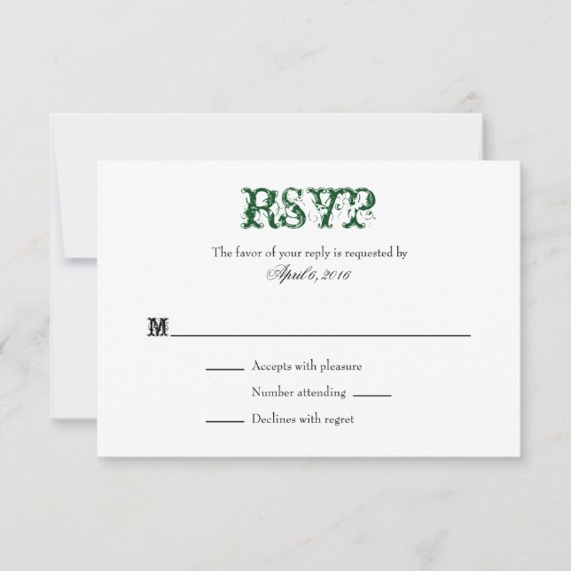 Placas RSVP de Casamento Simples - Plana Branco Ve (Frente)