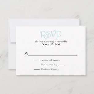 Placas RSVP de Casamento Simples Pó Azul Branco Pl