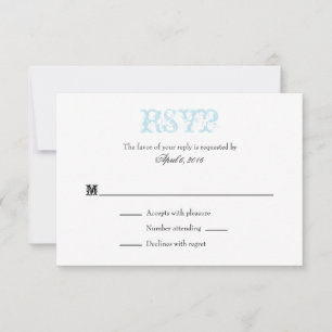 Placas RSVP de Casamento Simples Pó Azul Branco Pl