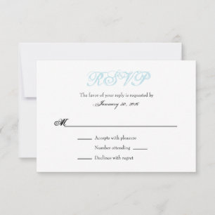 Placas RSVP de Casamento Simples Pó Azul Branco Pl