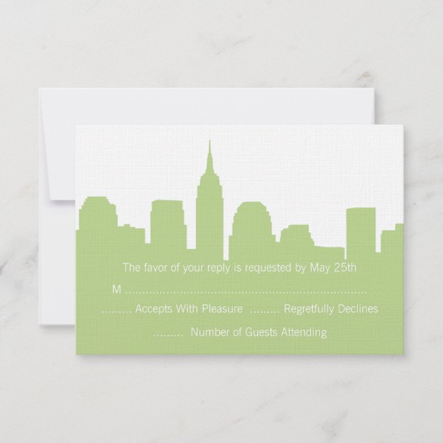 Placas RSVP de Casamento Skyline NYC (Frente)