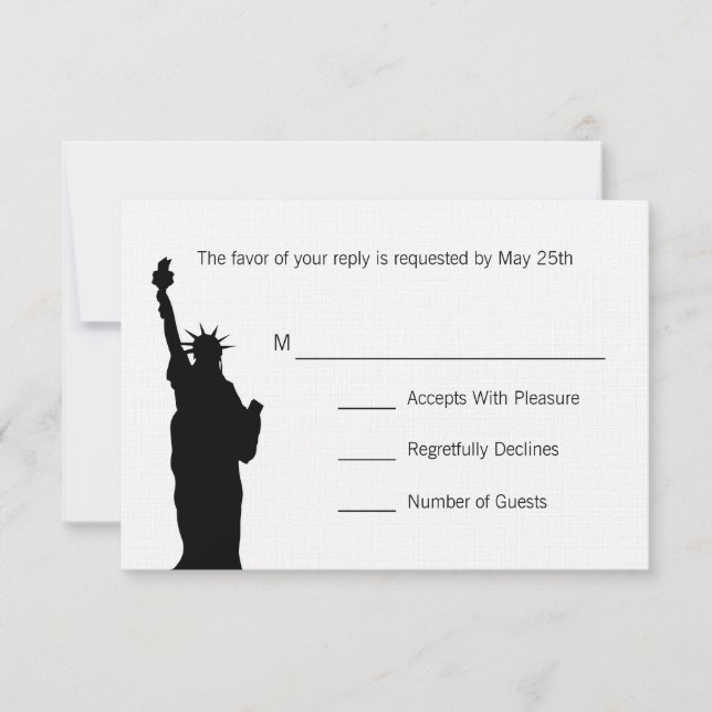 Placas RSVP de Casamento Skyline NYC (Frente)
