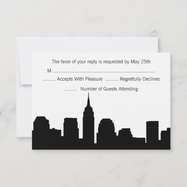 Placas RSVP de Casamento Skyline NYC (Frente)