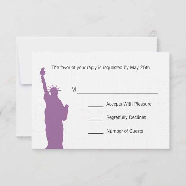 Placas RSVP de Casamento Skyline NYC (Frente)