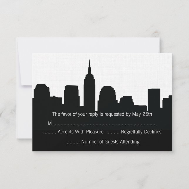 Placas RSVP de Casamento Skyline NYC (Frente)