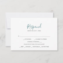 Placas RSVP de Casamento Teal