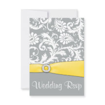 Placas RSVP de Casamento tema damasco Amarelo Bran