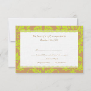 Placas RSVP de Casamento tema damasco castanho e V