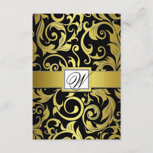 Placas RSVP de Casamento tema damasco Dourado e Pr