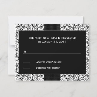 Placas RSVP de Casamento tema damasco Preto