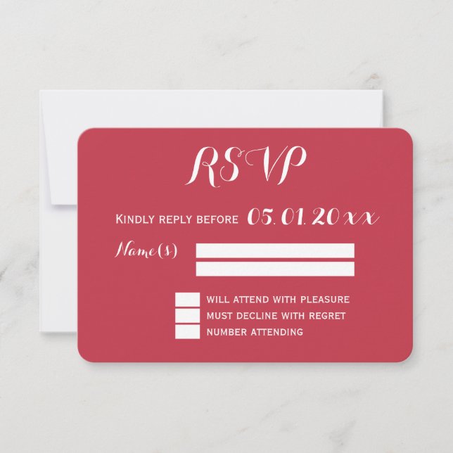 Placas RSVP De Casamento Vermelho Com Coração (Frente)