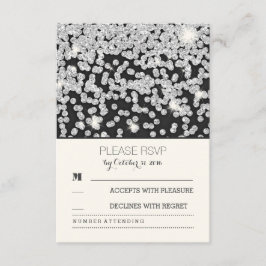 placas RSVP de casamento vintage de pontos brilhan