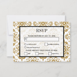 Placas RSVP de Casamento vintage Dourado Elegante