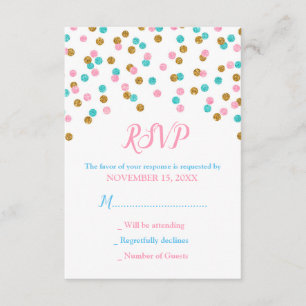 Placas RSVP de Chá de fraldas de Confetti Azul-Ros