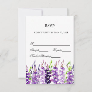 Placas RSVP de Lavanda de Aquarela de Casamento Ro