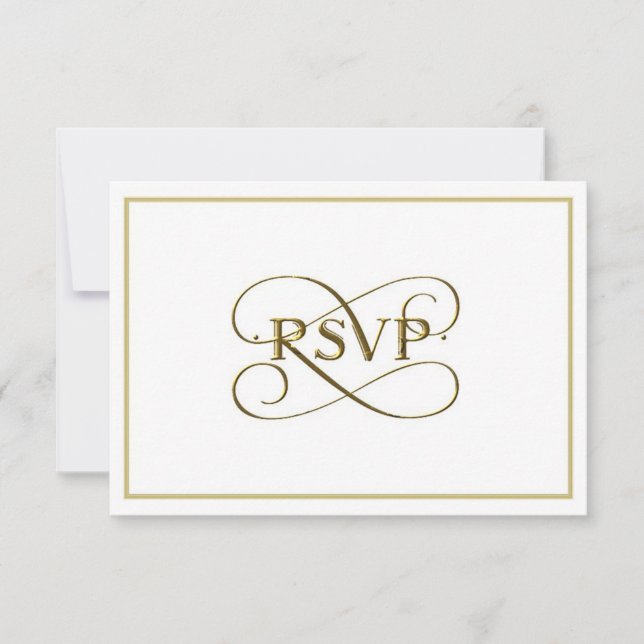 Placas RSVP de Letra Dourada Elegante (Frente)