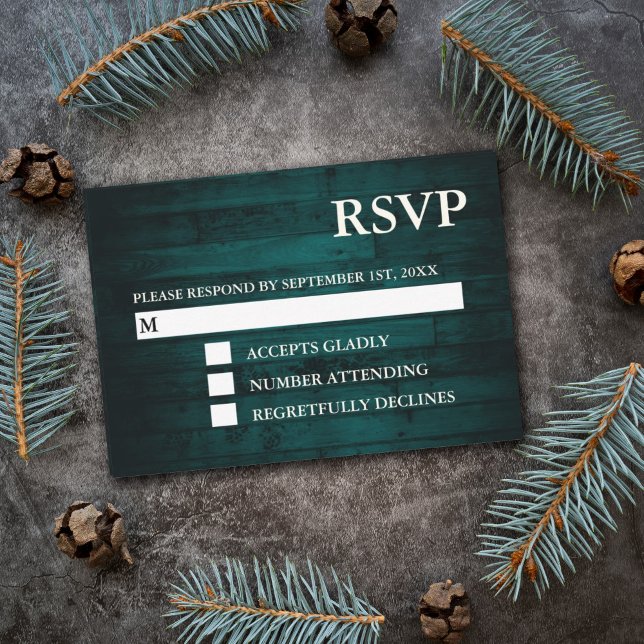 Placas RSVP de Luzes de Corda de Madeira Teal Russ (Criador carregado)