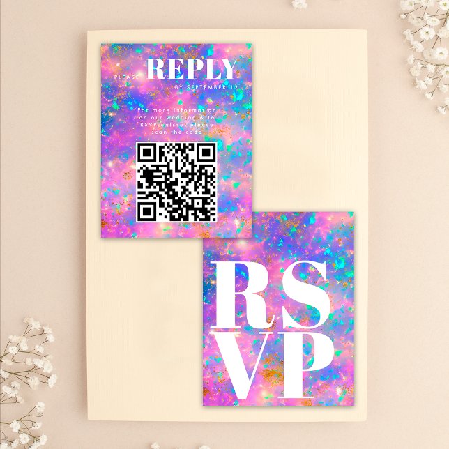 Placas RSVP de Pedra Óptica Dourada para Código QR (Front / Back)