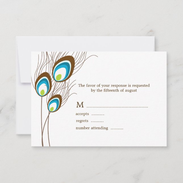 Placas RSVP de Penas de Peacock Teal (Frente)