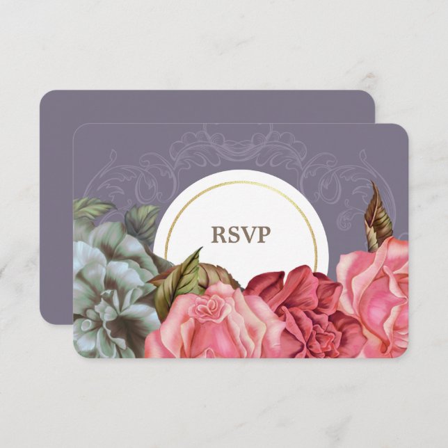 Placas RSVP de Pintura Floral Elegante (Frente/Verso)