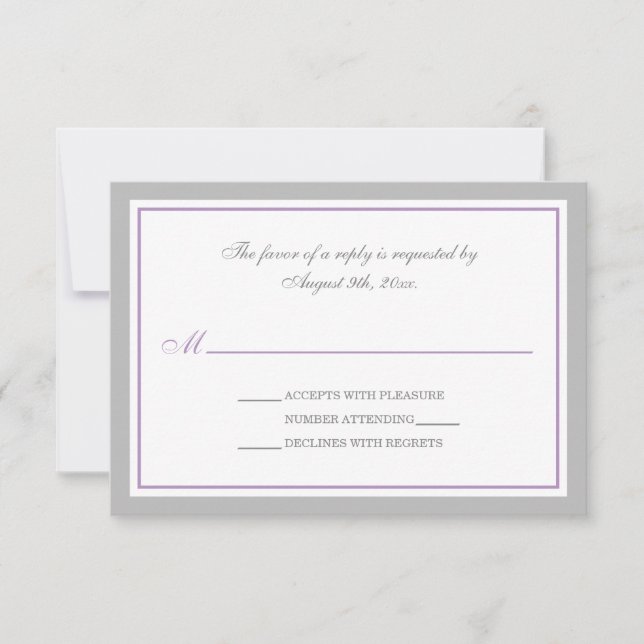Placas RSVP de Recepção de casamento Roxo (Frente)
