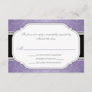 Placas RSVP de Recepção de Casamento tema damasco