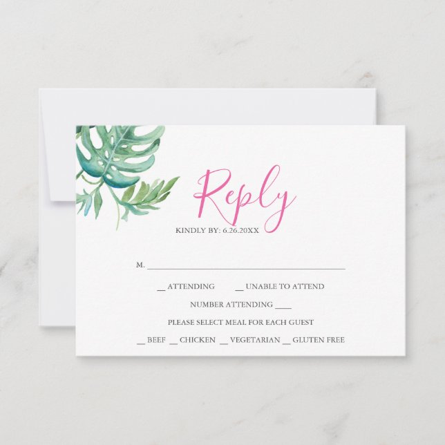 Placas RSVP de Resposta de Aquarela Tropical (Frente)