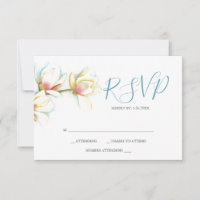 Placas RSVP de Resposta de Flor da Magnolia Branca