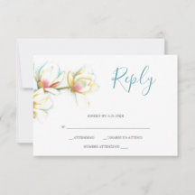 Placas RSVP de Resposta de Flor da Magnolia Branca