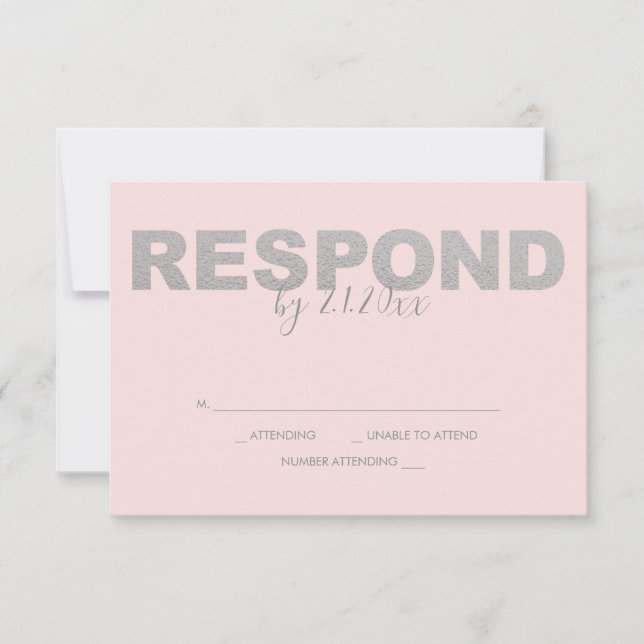 Placas RSVP de Resposta Faux Silver e Pink (Frente)