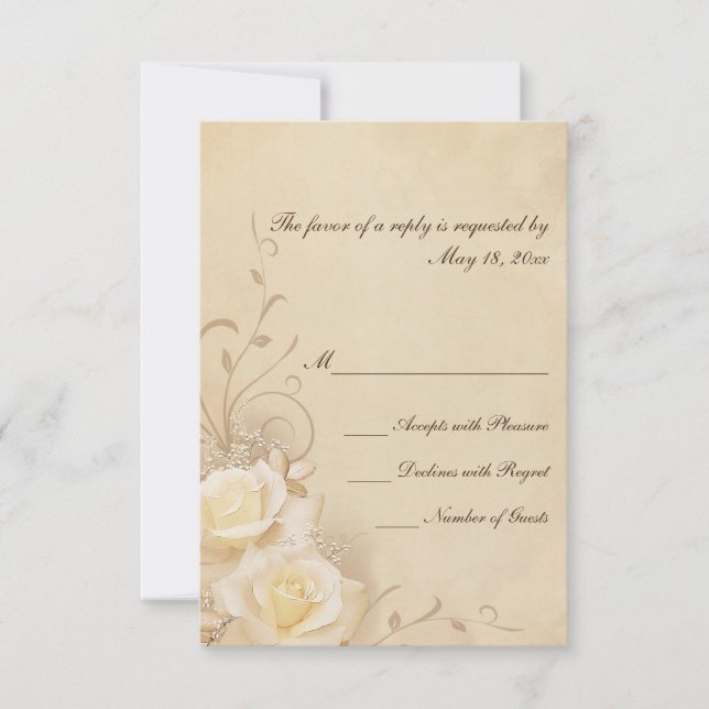 Placas RSVP de Rosas Sepia (Frente)