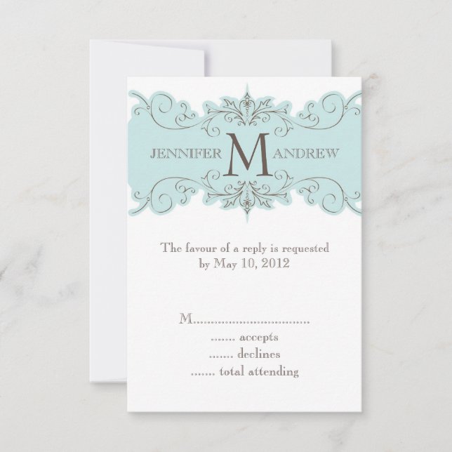 Placas RSVP de Vintagem Azul para Convidados Quadr (Frente)