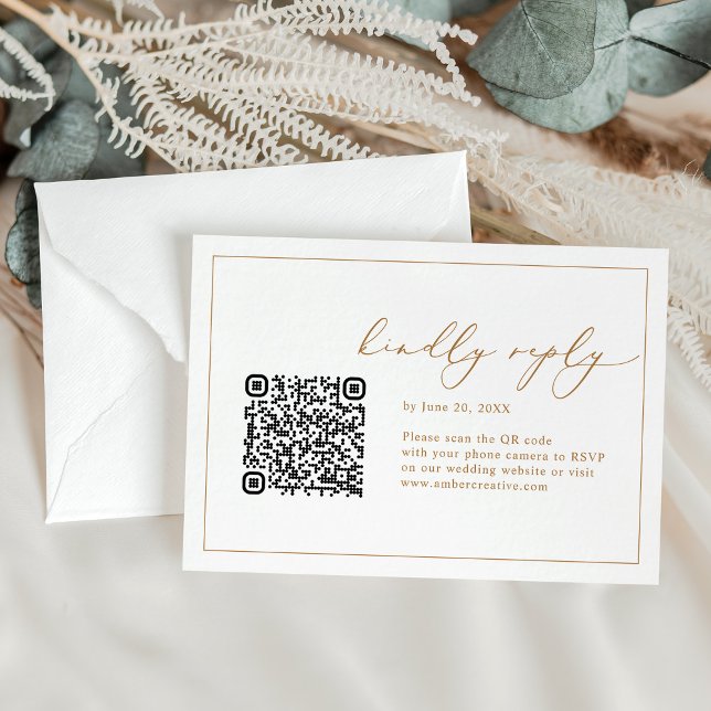 Placas RSVP do código QR de Casamento de Caligrafi (Criador carregado)