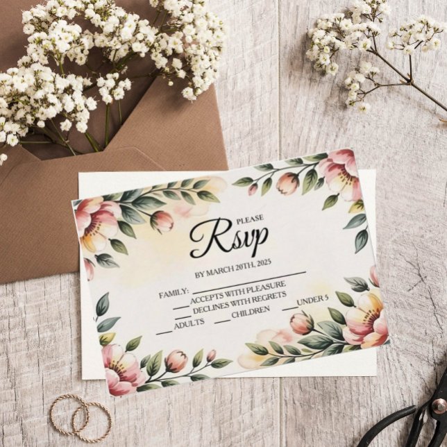 Placas RSVP do Designer Floral de Aquarela (Criador carregado)