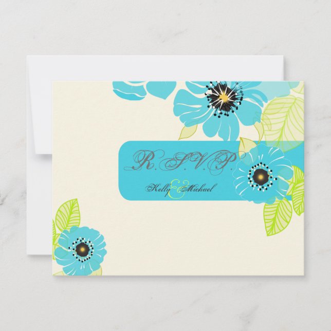 Placas RSVP do PixDezines Blue Poppies (Frente)