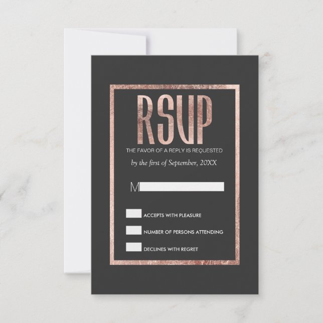 Placas RSVP Douradas do Rosa Chic Faux (Frente)