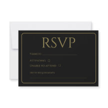 Placas RSVP Douradas e pretas tradicionais