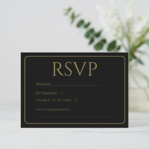 Placas RSVP Douradas e pretas tradicionais