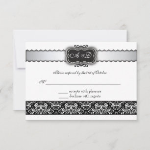 Placas RSVP Elegante Black Damask e Silver