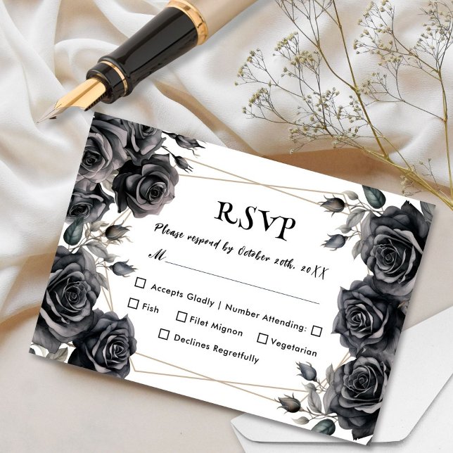 Placas RSVP Florais de Casamento Gótico de Rosas N (Criador carregado)