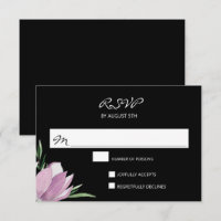Placas RSVP Florais de Cor Negra Roxa