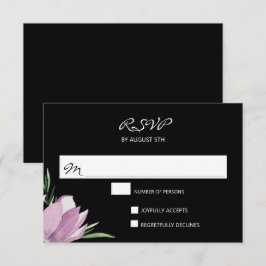 Placas RSVP Florais de Cor Negra Roxa