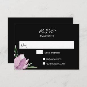 Placas RSVP Florais de Cor Negra Roxa