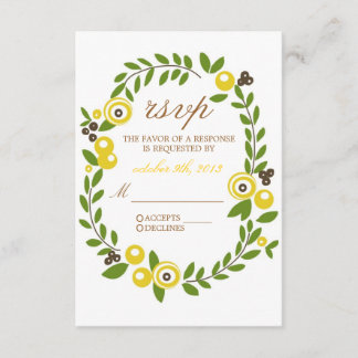 Placas RSVP Florais de Queda Amarela