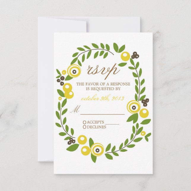 Placas RSVP Florais de Queda Amarela (Frente)