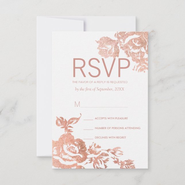 Placas RSVP Florais Douradas do Elegante Moderno R (Frente)