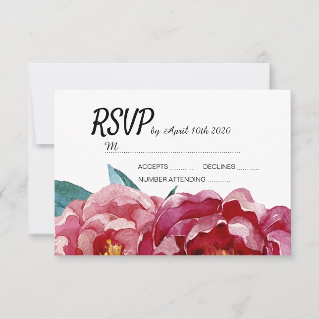 Placas RSVP Floral Burgundy Marsala Peony (Frente)