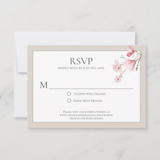 Placas RSVP Magnolia Blooms Rosa e Mocha (Frente)