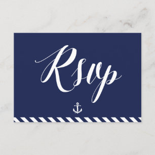 Placas RSVP Náuticas Para Casamento Com Stripes